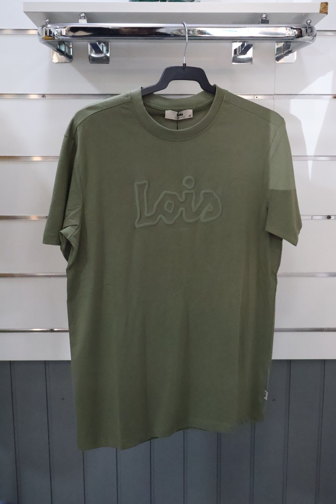 T-shirt Verde Azeitona com Logótipo em Relevo