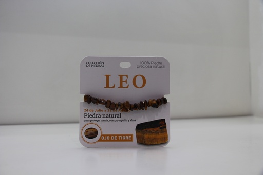 Pulseira de Zodíaco "Colección de Piedras" – Signo Leão (Olho de Tigre)