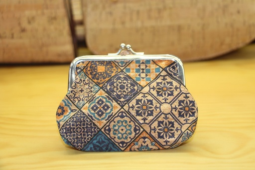 Porta-Moedas de Estilo Vintage em Cortiça – Padrão Azulejo Luso