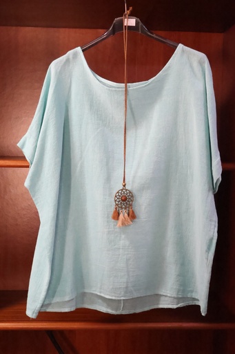 Blusa Oversize em Algodão Natural – Azul Glaciar