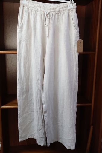 Calça de Linho Puro – Perna Larga Branca